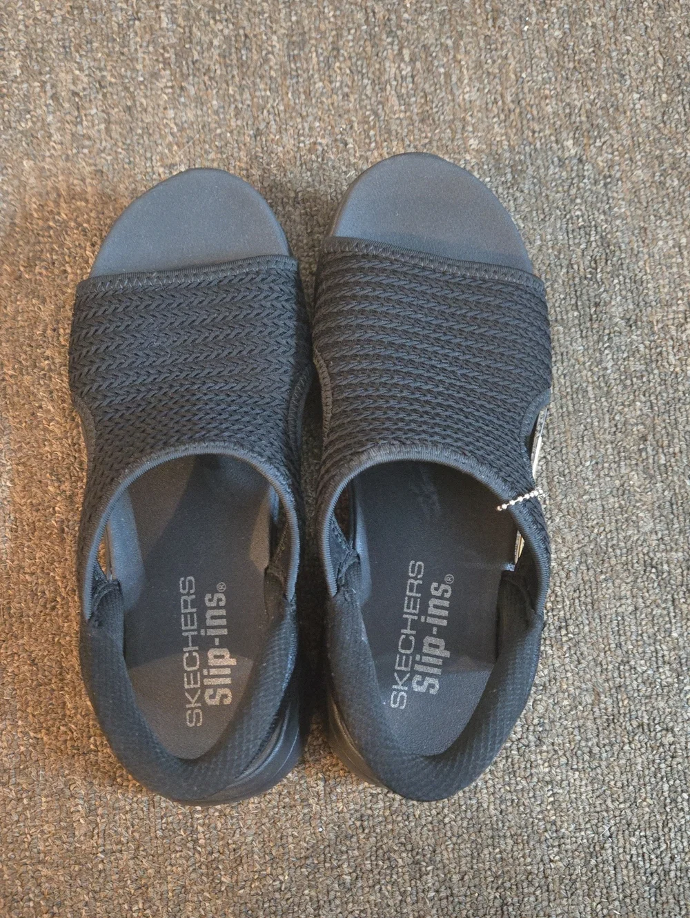 Skechers Women Black Slip-In Comfort Sandals